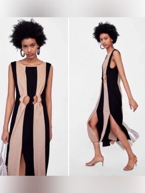 Zara Two Tone Cutout Knot Dress S